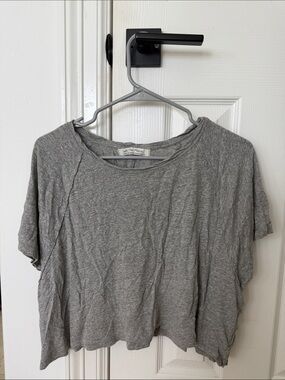 Free People Heather Gray Short-Sleeve Crop Top